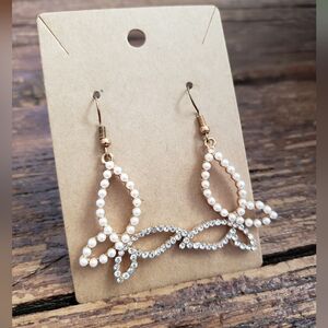Pearl and Crystal Butterfly Earrings